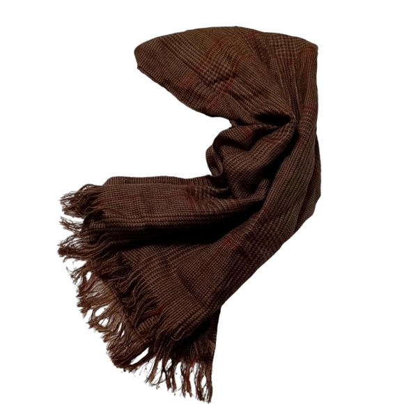EDDIE BAUER • men's Wool scarf brown Fall Winter warm academia unisex classic - Picture 1 of 5